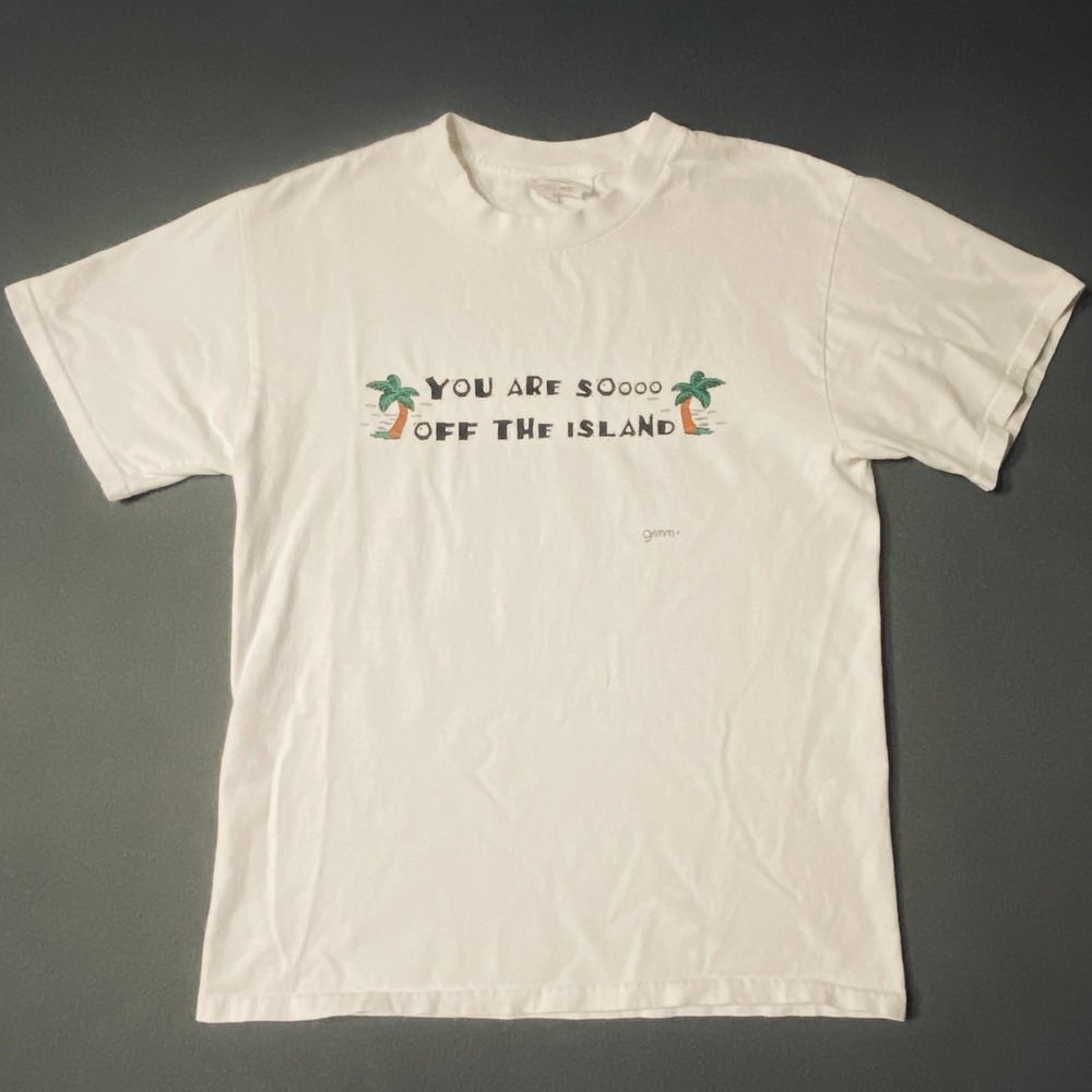 Vtg Grimm You Are So Off The Island Funny Comic Size M 90's Y2K